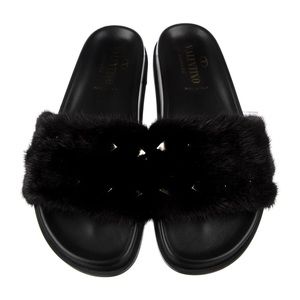 Valentino | Rockstud Accents Mink Slides
